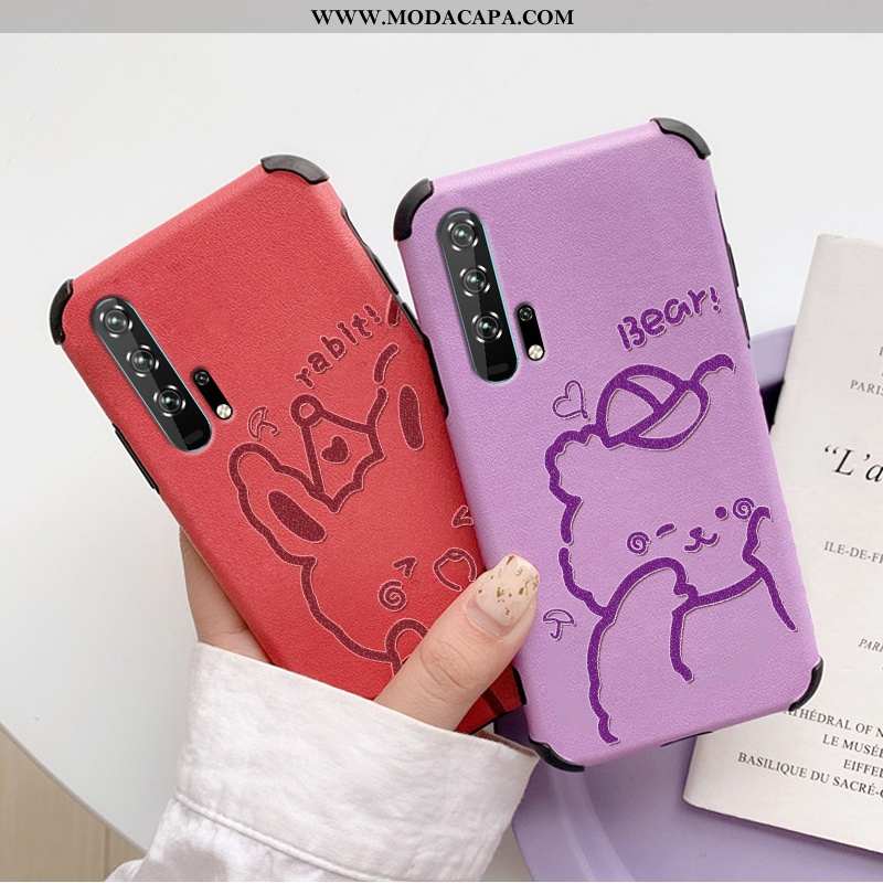 Capa Honor 20 Pro Soft Silicone Roxa Desenho Animado Completa Couro Telemóvel Venda