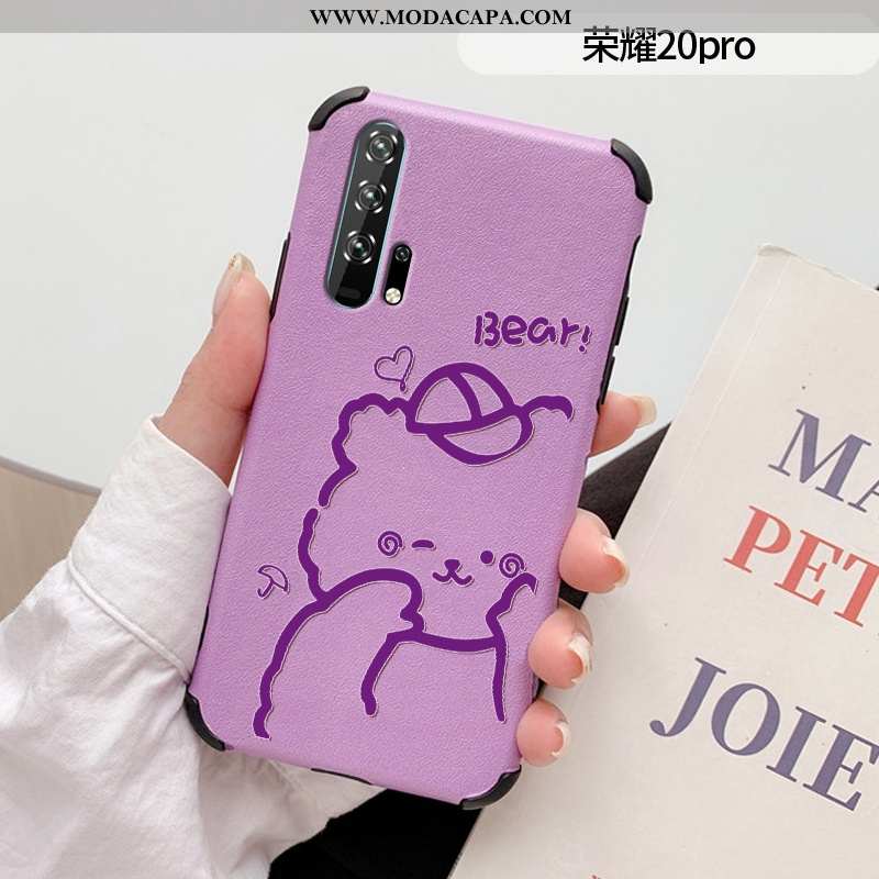 Capa Honor 20 Pro Soft Silicone Roxa Desenho Animado Completa Couro Telemóvel Venda