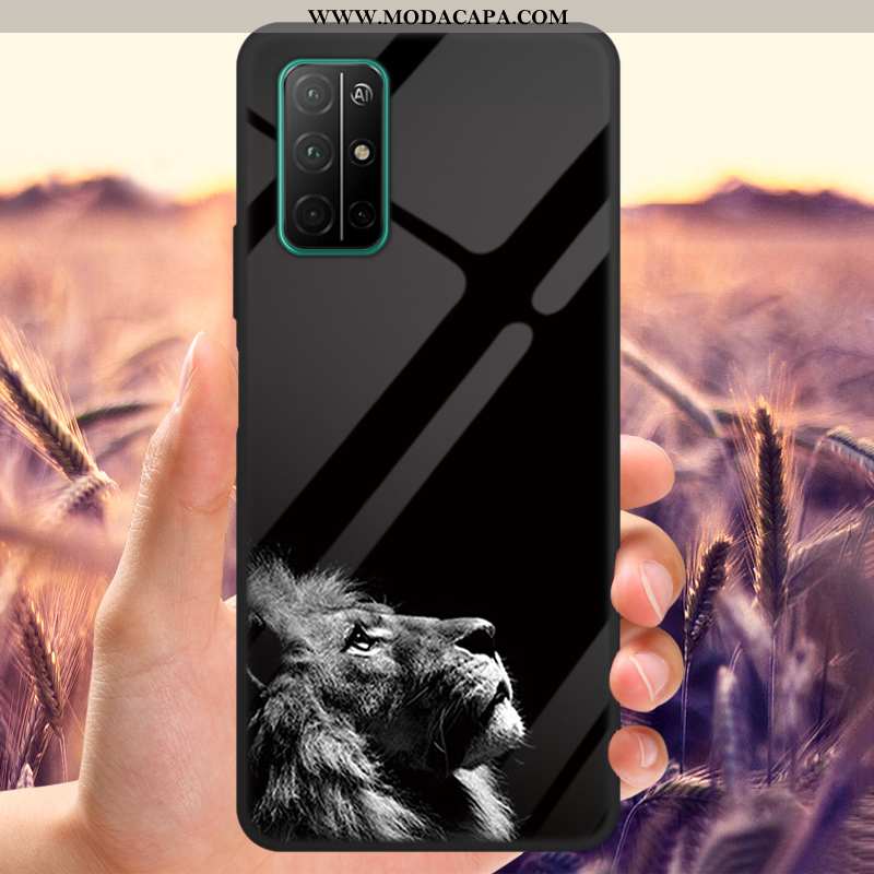 Capas Honor 30s Slim Preto Aço Desenho Animado Frente Vidro Tendencia Barato