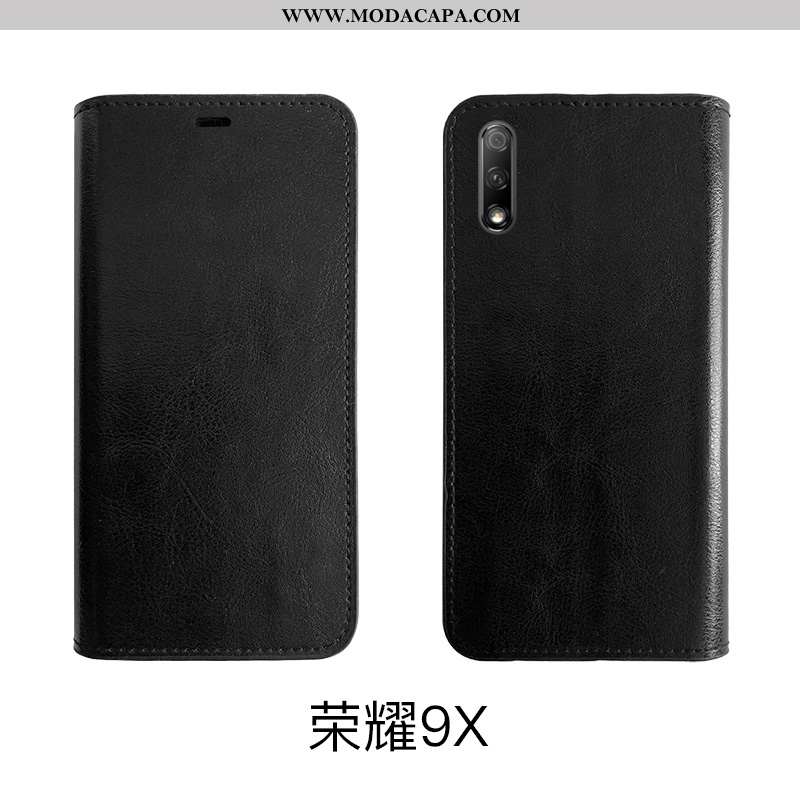 Capas Honor 9x Couro Preto Cover Completa Vaca Telemóvel Online