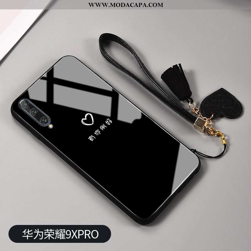 Capas Honor 9x Pro Personalizado Estiloso Criativas Coração Malha Novas Preto Venda