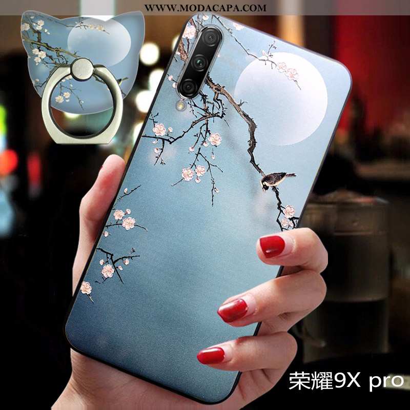 Capas Honor 9x Pro Soft Slim Cases Cordao Azul Silicone Telemóvel Barato