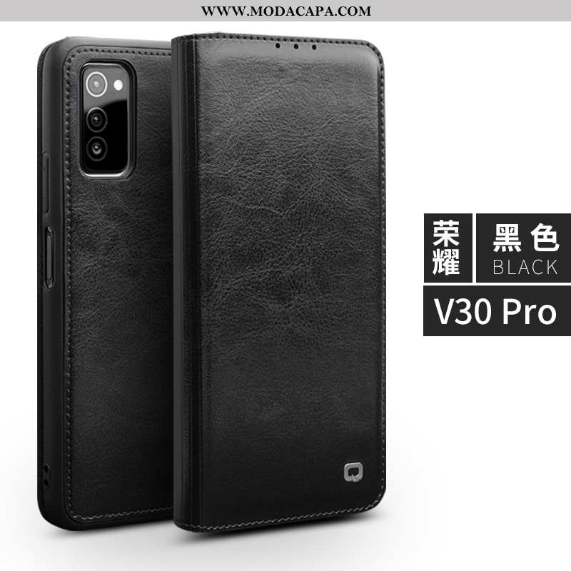 Capa Honor View30 Pro Couro Cases Cover Business Marrom Protetoras Genuíno Telemóvel Venda