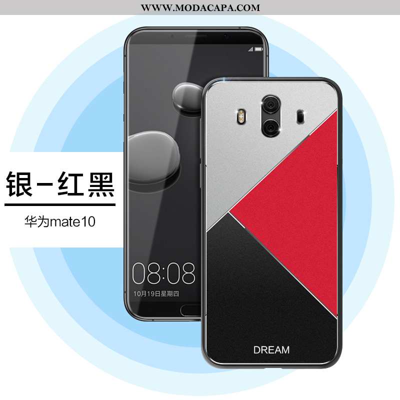 Capas Huawei Mate 10 Fosco Metal Tendencia Prata Cases Vermelho Frente Venda