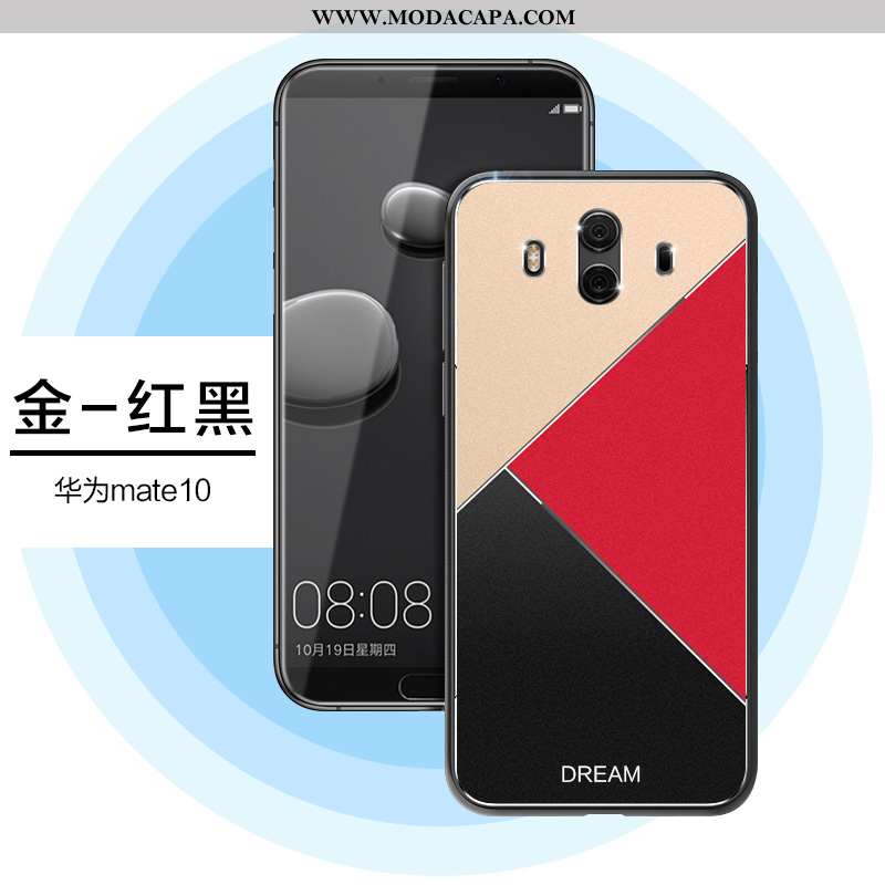 Capas Huawei Mate 10 Fosco Metal Tendencia Prata Cases Vermelho Frente Venda