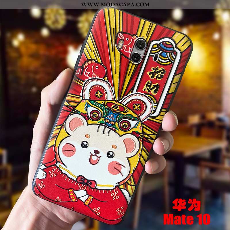 Capas Huawei Mate 10 Fosco Vermelho Criativas Desenho Animado Protetoras Coração Personalizado Promo