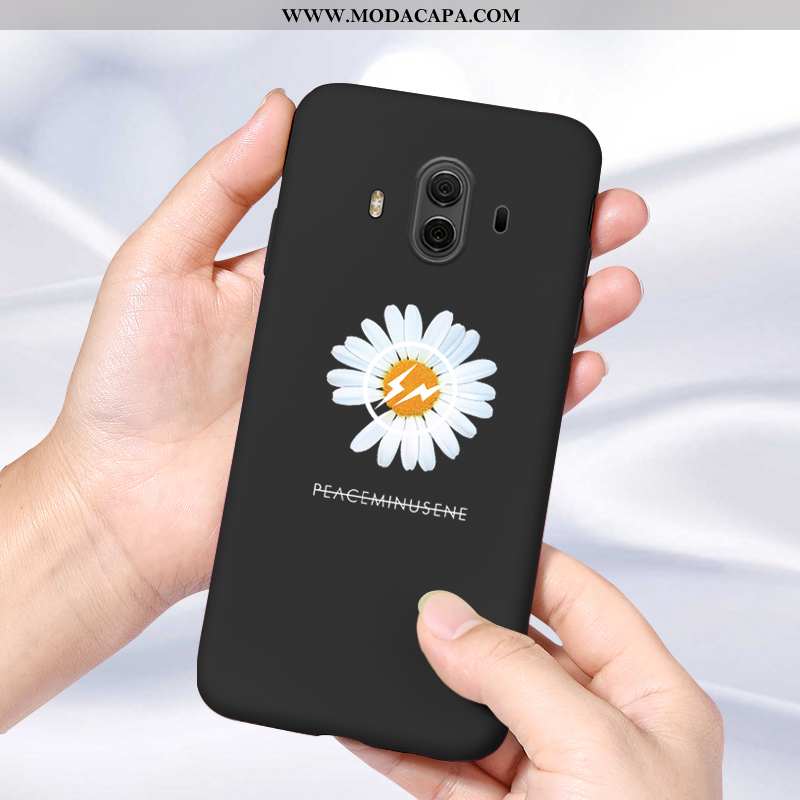 Capas Huawei Mate 10 Silicone Casal Preto Pequena Crisântemo Telemóvel Barato