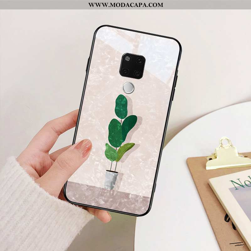 Capa Huawei Mate 20 Slim Estilosas Vidro Desenho Animado Tendencia Malha Verde Barato