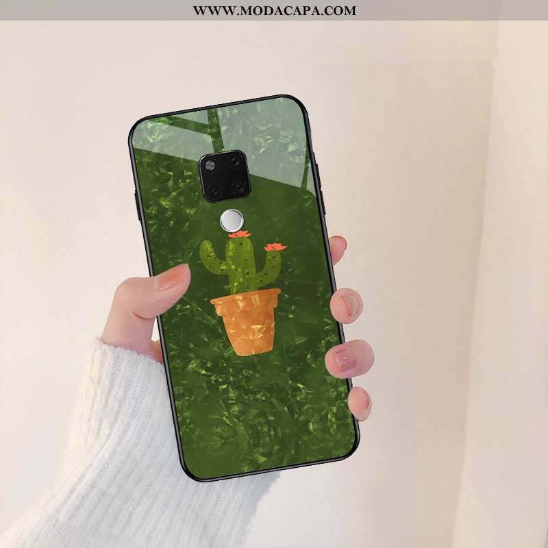 Capa Huawei Mate 20 Slim Estilosas Vidro Desenho Animado Tendencia Malha Verde Barato