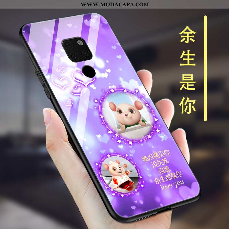 Capas Huawei Mate 20 Personalizado Simples Slim Vidro Roxa Telemóvel Baratos