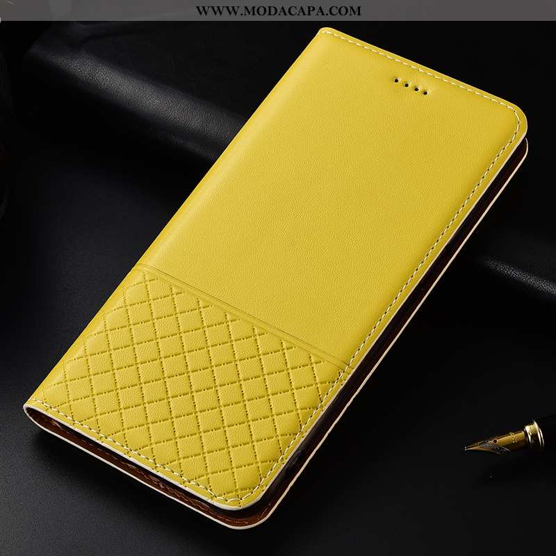 Capas Huawei Mate 20 Lite Couro Legitimo Completa Amarelo Grade Telemóvel Couro Venda