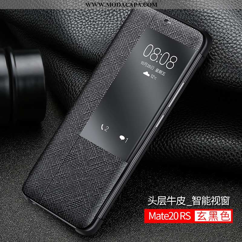 Capa Huawei Mate 20 Rs Couro Genuíno Personalizado Cover Preto Protetoras Super Capas Online