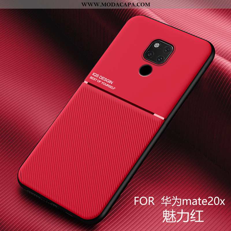 Capas Huawei Mate 20 X Super Couro Slim Frente Completa Vermelho Novas Online
