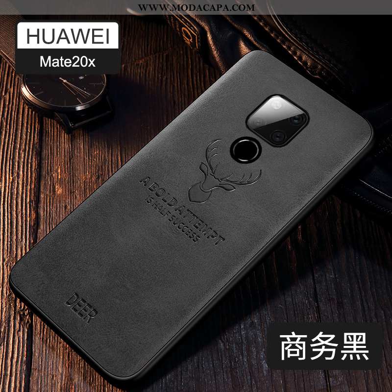 Capa Huawei Mate 20 X Silicone Telemóvel Capas Slim Preto Couro Antiqueda Baratas