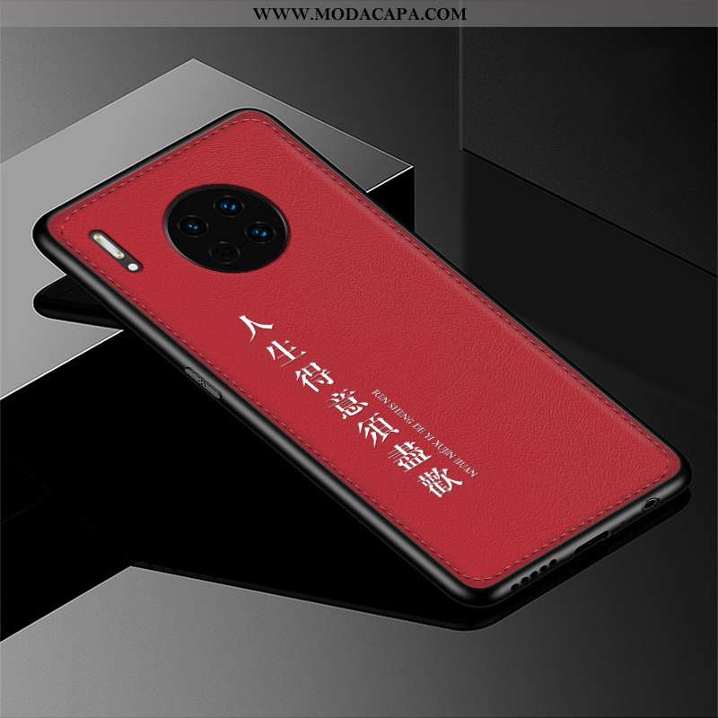 Capa Huawei Mate 30 Couro Malha Capas Telemóvel Vermelho Protetoras Cases Promoção