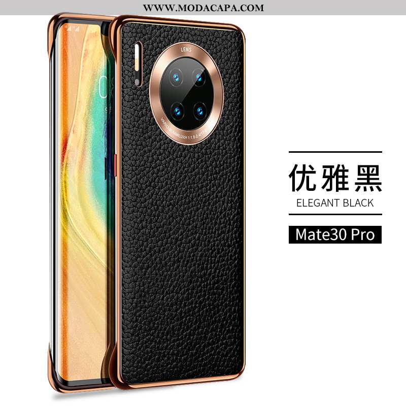 Capa Huawei Mate 30 Pro Slim Antiqueda Couro Legitimo Protetoras Preto Telemóvel Estiloso Venda