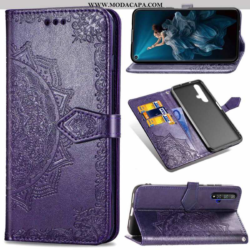 Capa Huawei Nova 5t Cordao Cases Azul Escuro Primavera Cover Florida Couro Barato