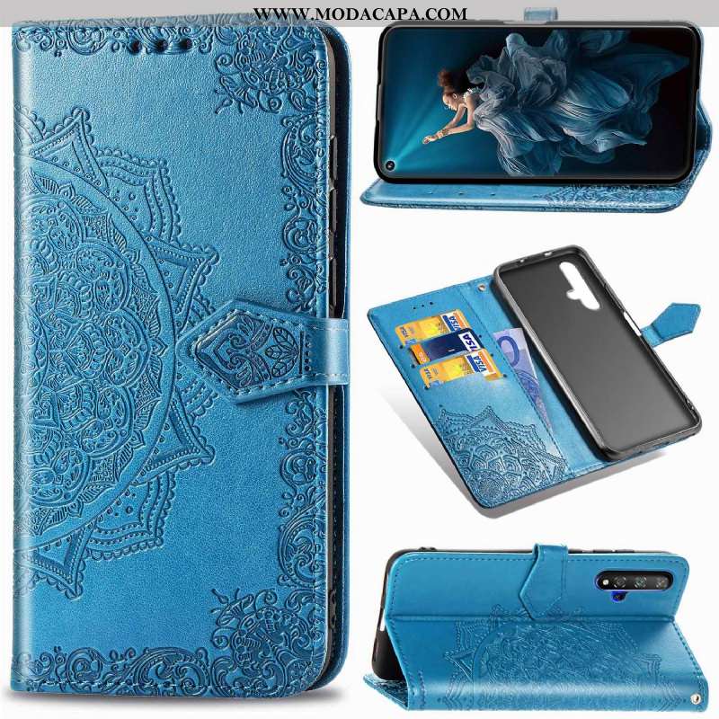 Capa Huawei Nova 5t Cordao Cases Azul Escuro Primavera Cover Florida Couro Barato