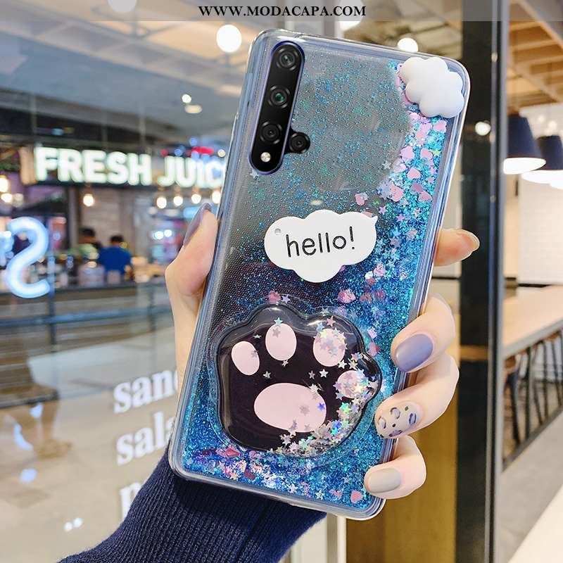 Capa Huawei Nova 5t Soft Tendencia Roxa Primavera Clara Rosa Gato Barato