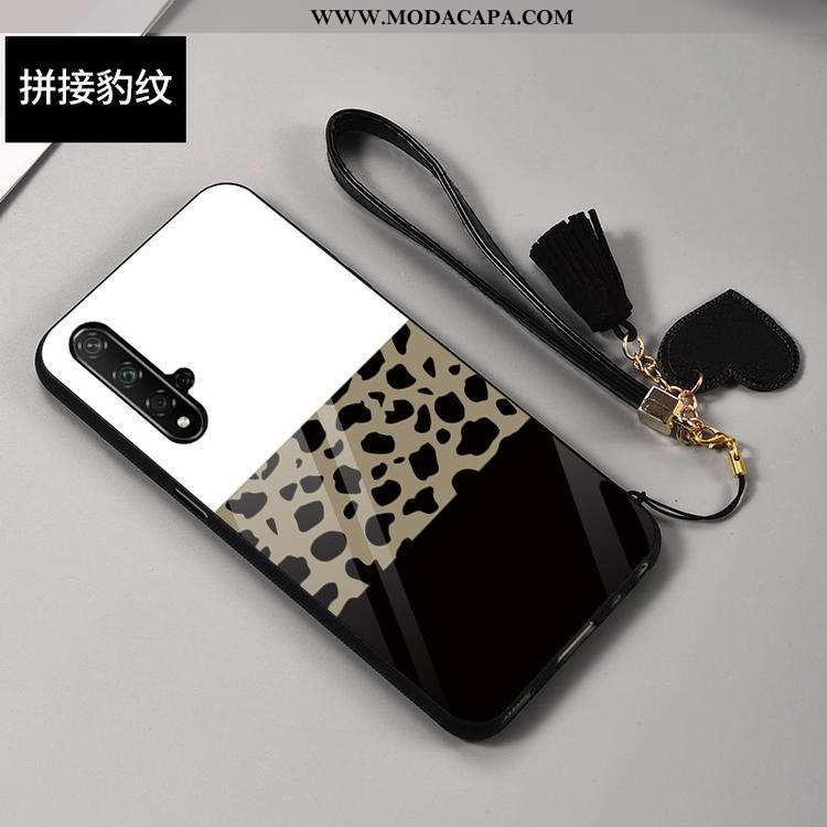 Capa Huawei Nova 5t Tendencia Oncinha Branco Estiloso Telemóvel Capas Vidro Online