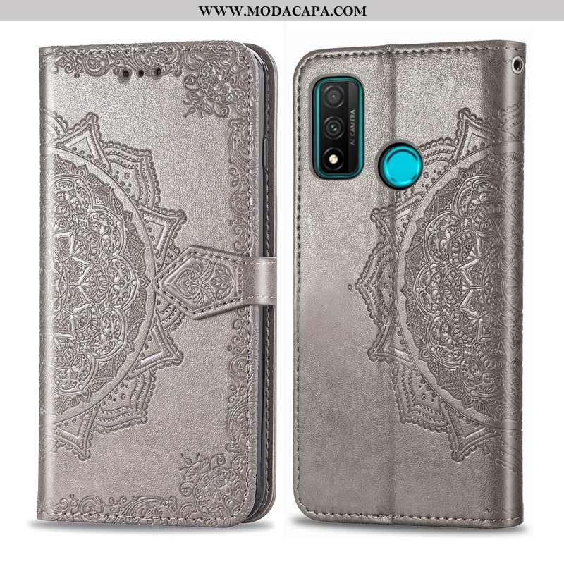 Capa Huawei P Smart 2020 Couro Cinza Antiqueda Telemóvel Cover Capas Cases Barato