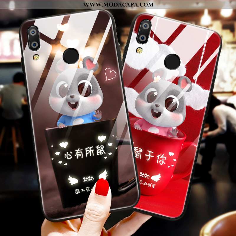 Capa Huawei P Smart+ Vidro Silicone Tendencia Telemóvel Cases Cordao Antiqueda Baratas