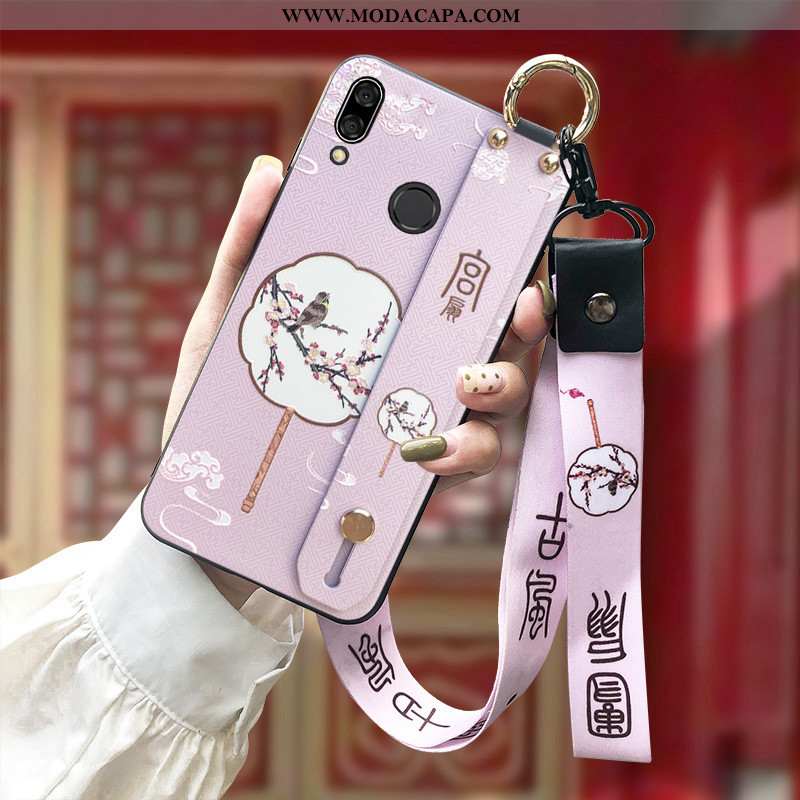 Capa Huawei P Smart+ Protetoras Tendencia Capas Silicone Rosa Soft Cordao Barato