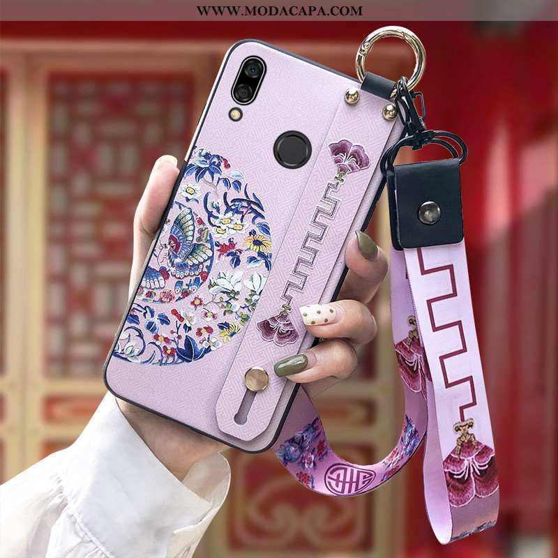 Capa Huawei P Smart+ Protetoras Tendencia Capas Silicone Rosa Soft Cordao Barato