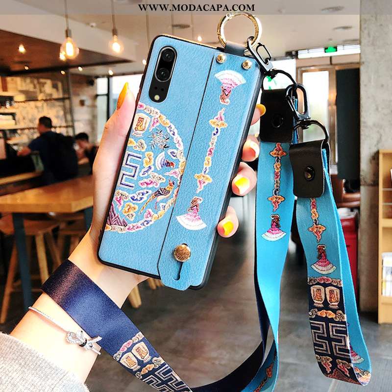 Capas Huawei P20 Cordao Protetoras Personalizado Dupla Azul Curta Baratos