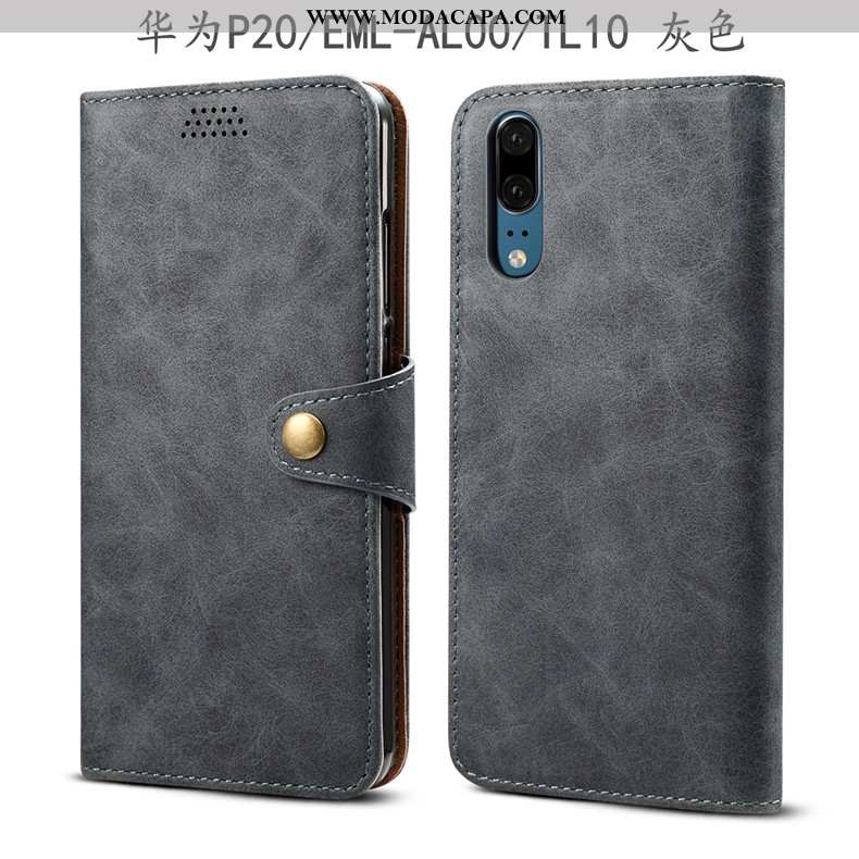 Capas Huawei P20 Couro Cases Cover Telemóvel Verde Militar Protetoras Promoção