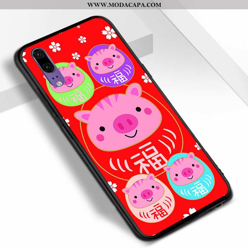 Capas Huawei P20 Tendencia Personalizada Vermelho Antiqueda Malha Silicone Desenho Animado Comprar