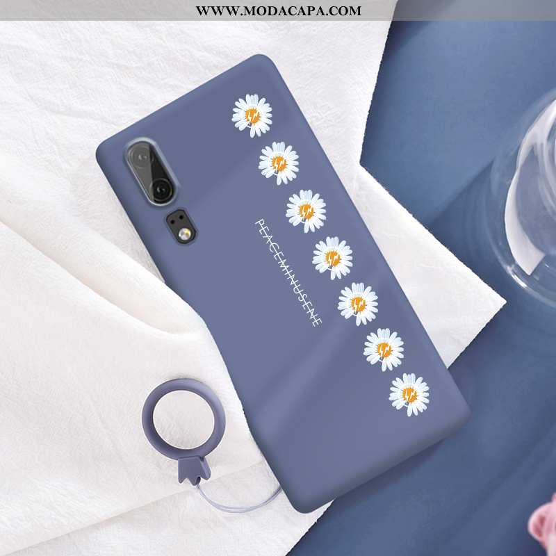 Capa Huawei P20 Soft Telemóvel Protetoras Tendencia Crisântemo Verde Silicone Promoção