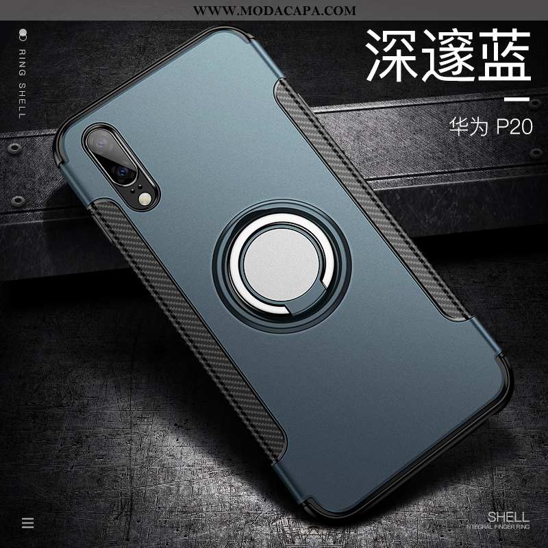 Capas Huawei P20 Tendencia Silicone Suporte De Grau Protetoras Azul Escuro Criativas Barato