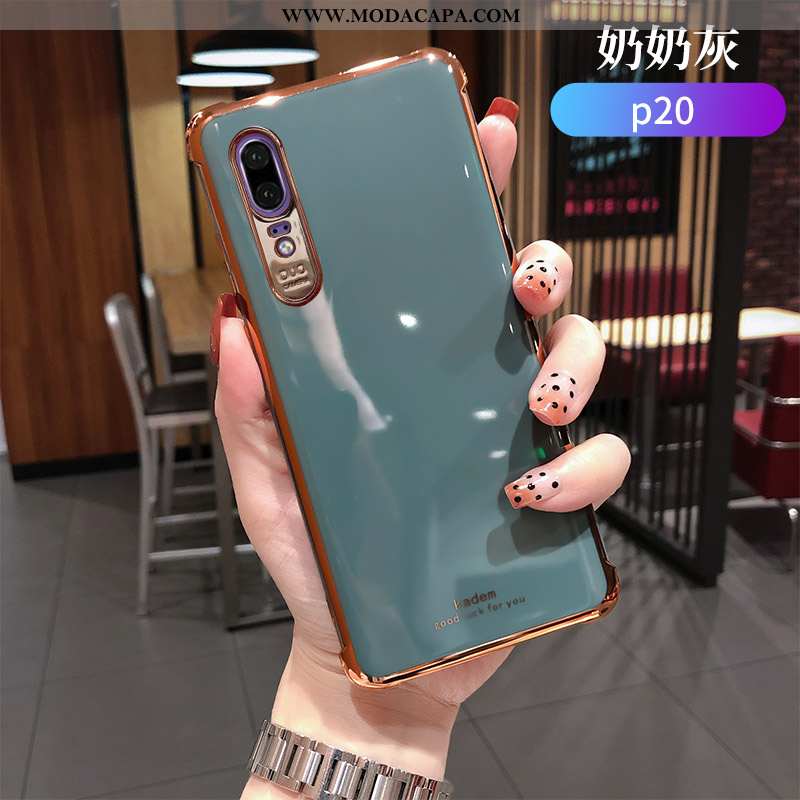 Capa Huawei P20 Silicone Criativas Telemóvel Capas Claro Antiqueda Malha Barato