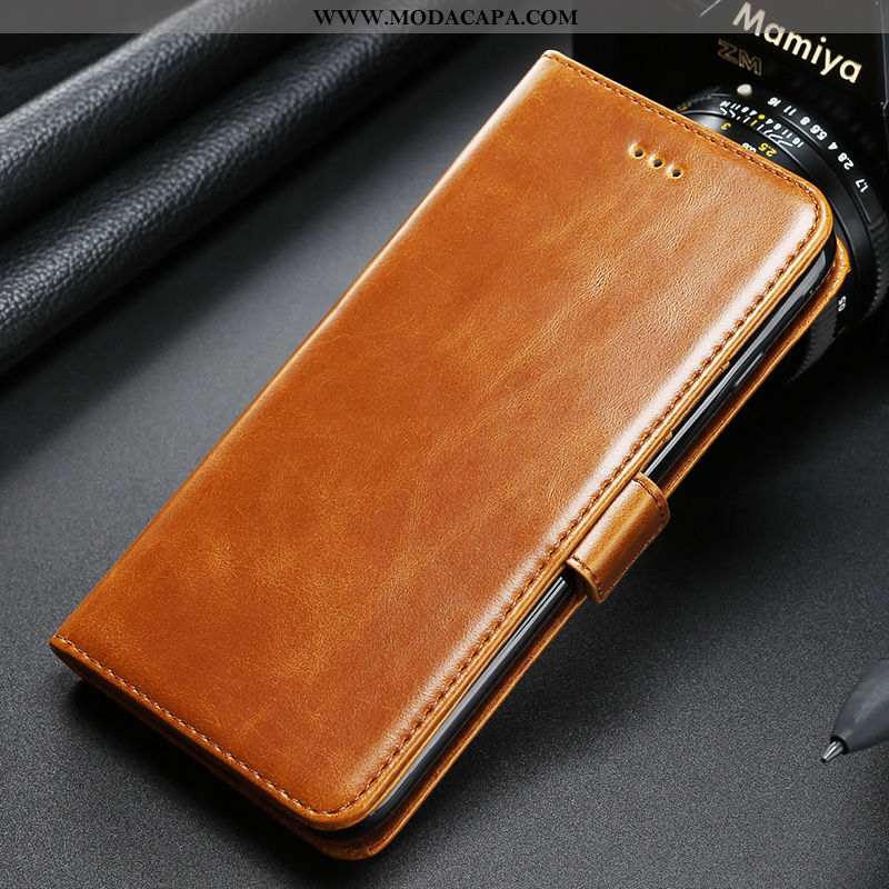 Capa Huawei P20 Couro Legitimo Frente E Verso Vermelho Amarela Fold Fivela Grande Barato