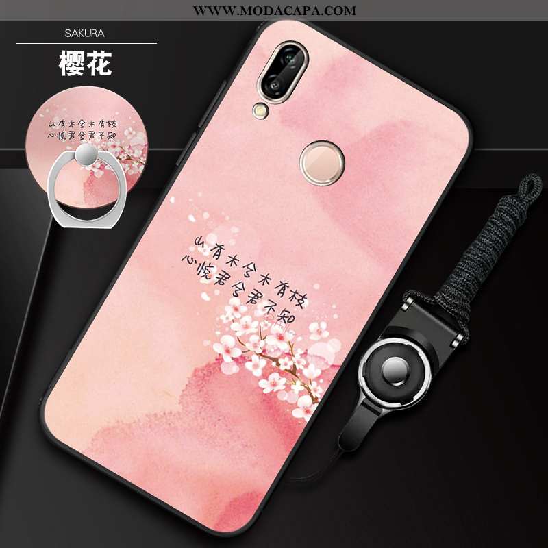 Capa Huawei P20 Lite Protetoras Cases Soft Telemóvel Rosa Suporte Cola Baratos