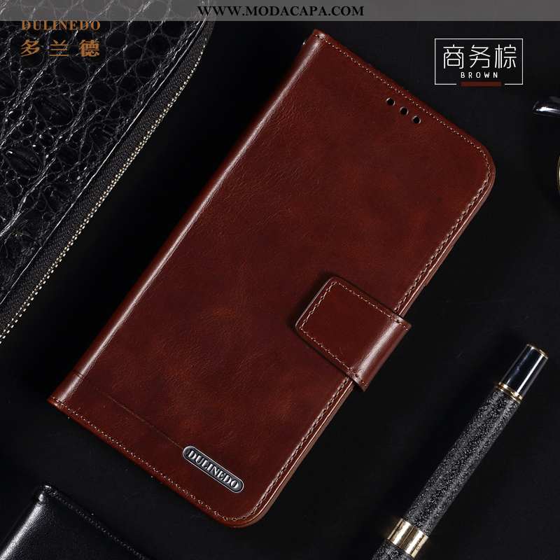 Capa Huawei P20 Pro Couro Genuíno Telemóvel Completa Antiqueda Marrom Capas Protetoras Barato