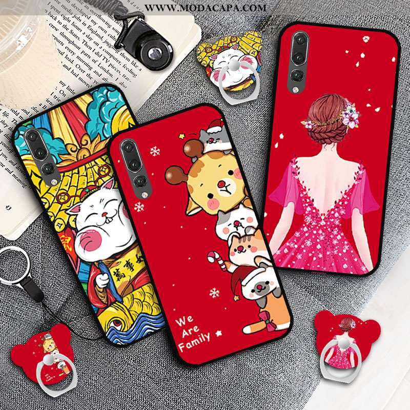 Capa Huawei P20 Pro Silicone Desenho Animado Para Reveillon Telemóvel Capas Vermelho Soft Venda