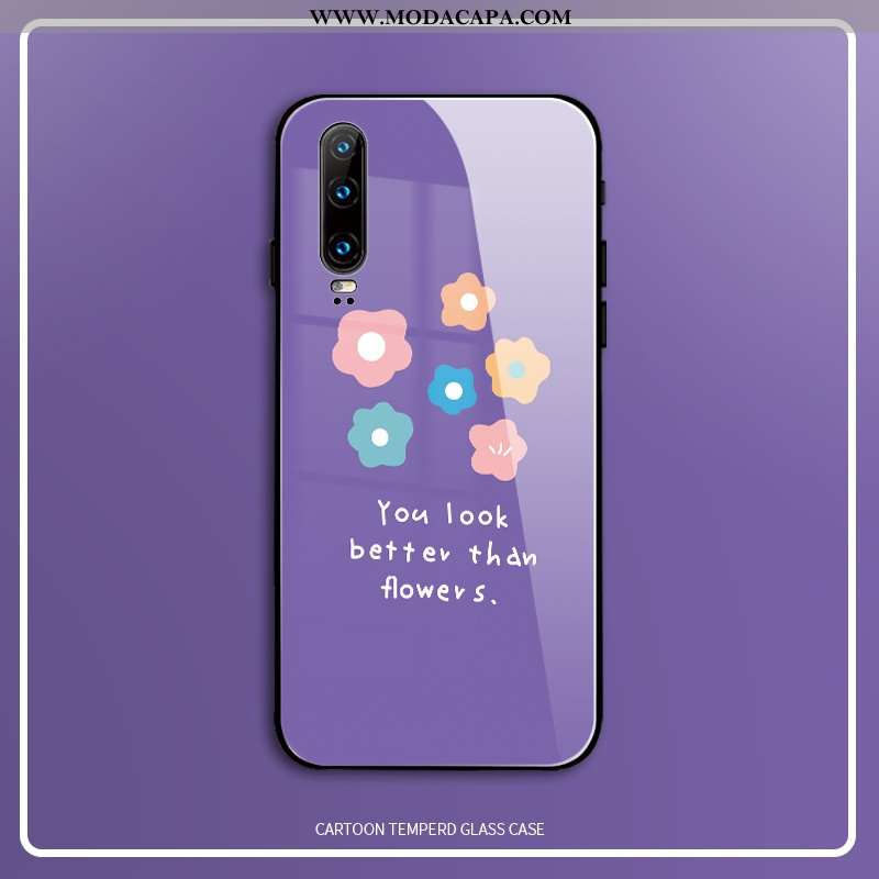 Capa Huawei P30 Moda Protetoras Florida Vidro Cases Silicone Malha Baratas