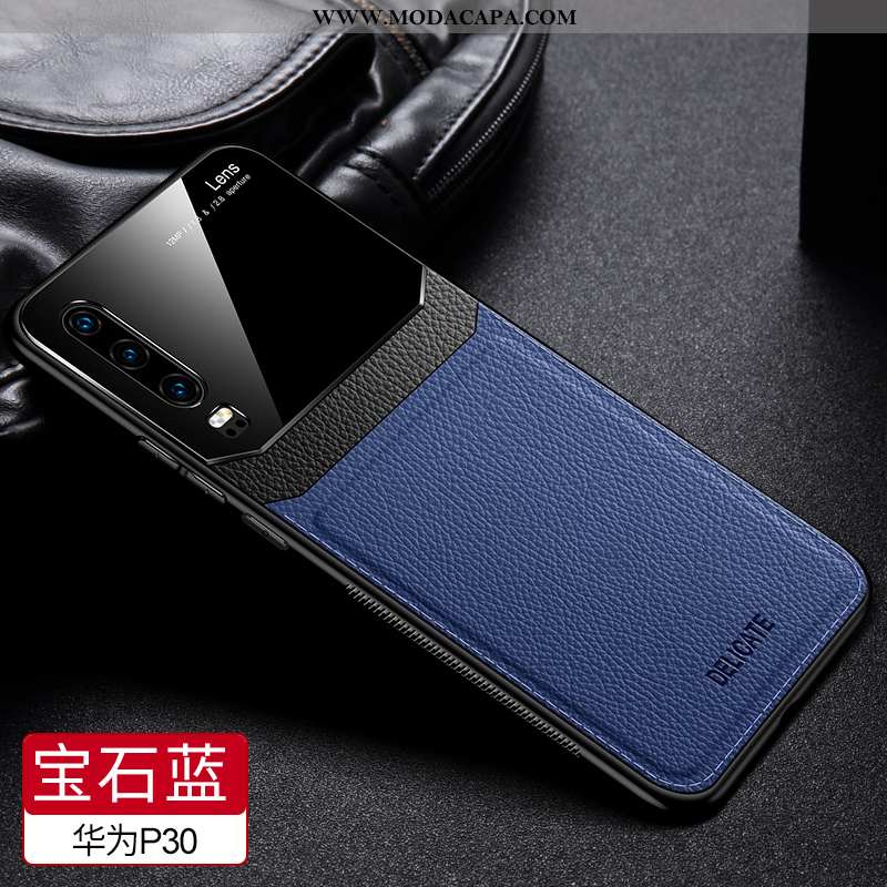 Capa Huawei P30 Protetoras Couro Completa Capas Telemóvel Cases Azul Venda