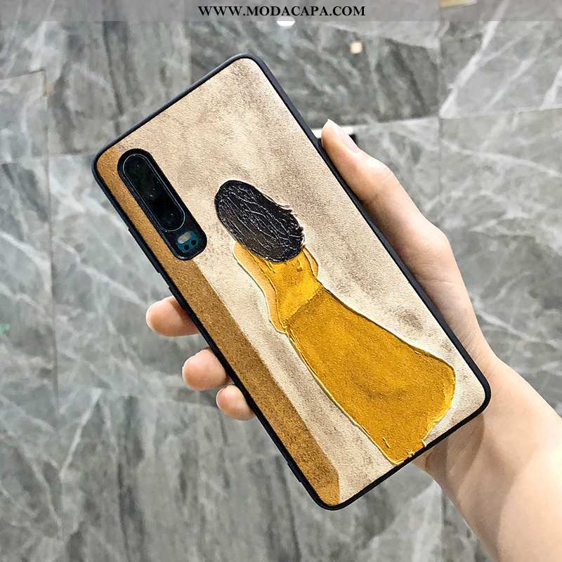 Capas Huawei P30 Protetoras Antiqueda Casal Amarelo Seda Legais Arte Venda