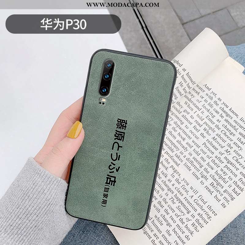 Capa Huawei P30 Protetoras Couro Loja Cases Casaco De Pele Super Verde Baratos