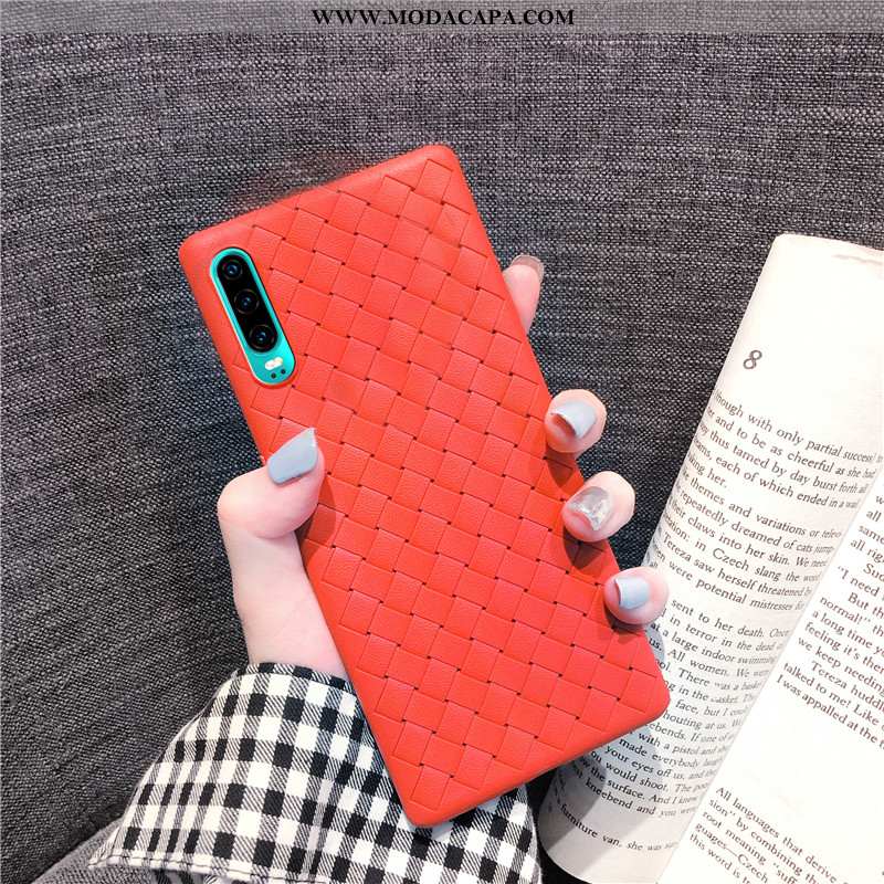 Capa Huawei P30 Soft Malha Capas Vermelho Cases Antiqueda Completa Barato