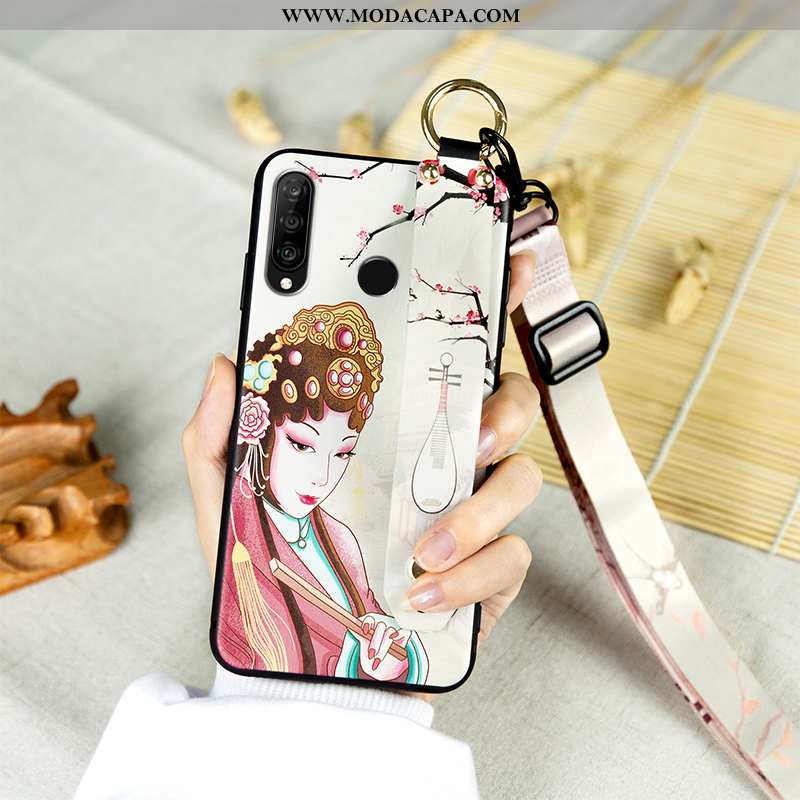 Capa Huawei P30 Lite Soft Silicone Wrisband Malha Strapback Cases Vintage Baratas