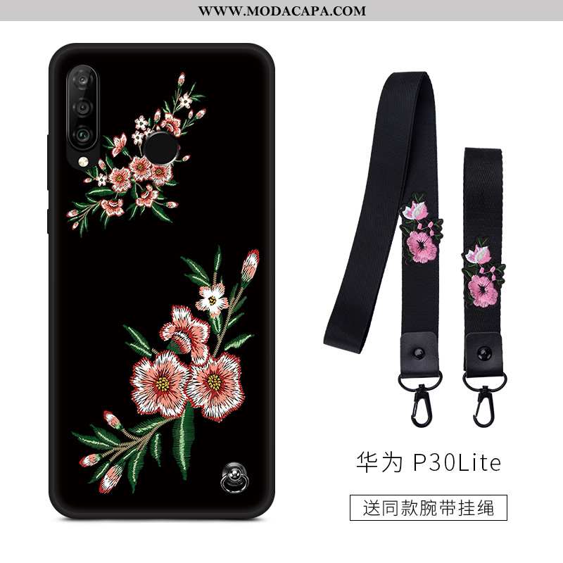 Capa Huawei P30 Lite Criativas Desenho Animado Vermelho Florais Casal Completa Cases Online