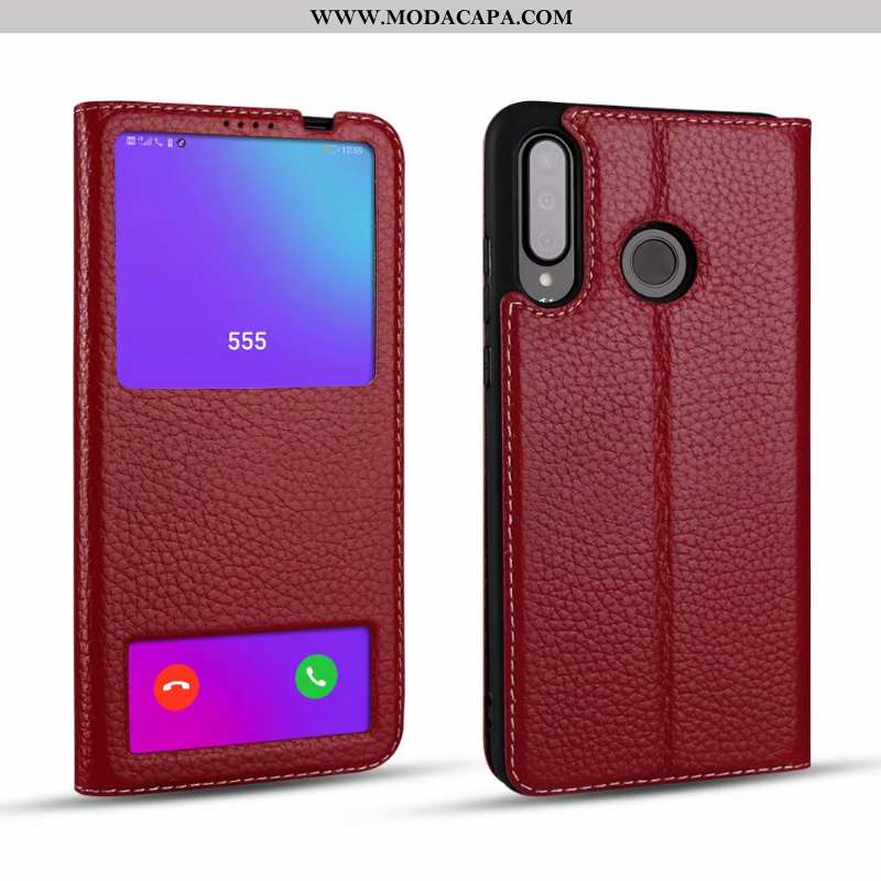 Capas Huawei P30 Lite Couro Telemóvel Protetoras Genuíno Cases Cor De Vinho Vaca Online