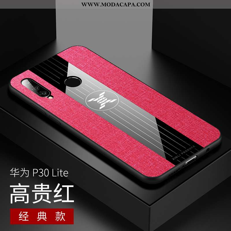 Capas Huawei P30 Lite Criativas Malha Vermelho Silicone Cases Preto Barato
