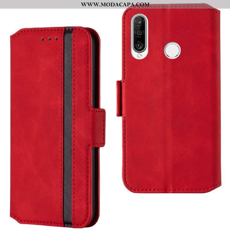 Capa Huawei P30 Lite Xl Couro De Grau Cases Cover Aço Vermelho Antiqueda Online