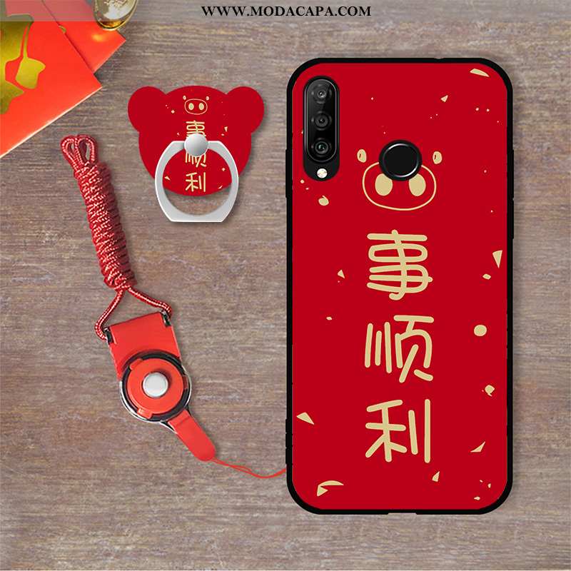 Capas Huawei P30 Lite Xl Tendencia Vermelho Casaco Nova Cases Completa Telemóvel Barato