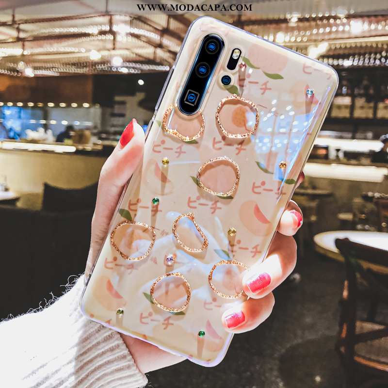 Capas Huawei P30 Pro Silicone Soft Bege Strass Cases Telemóvel Barato
